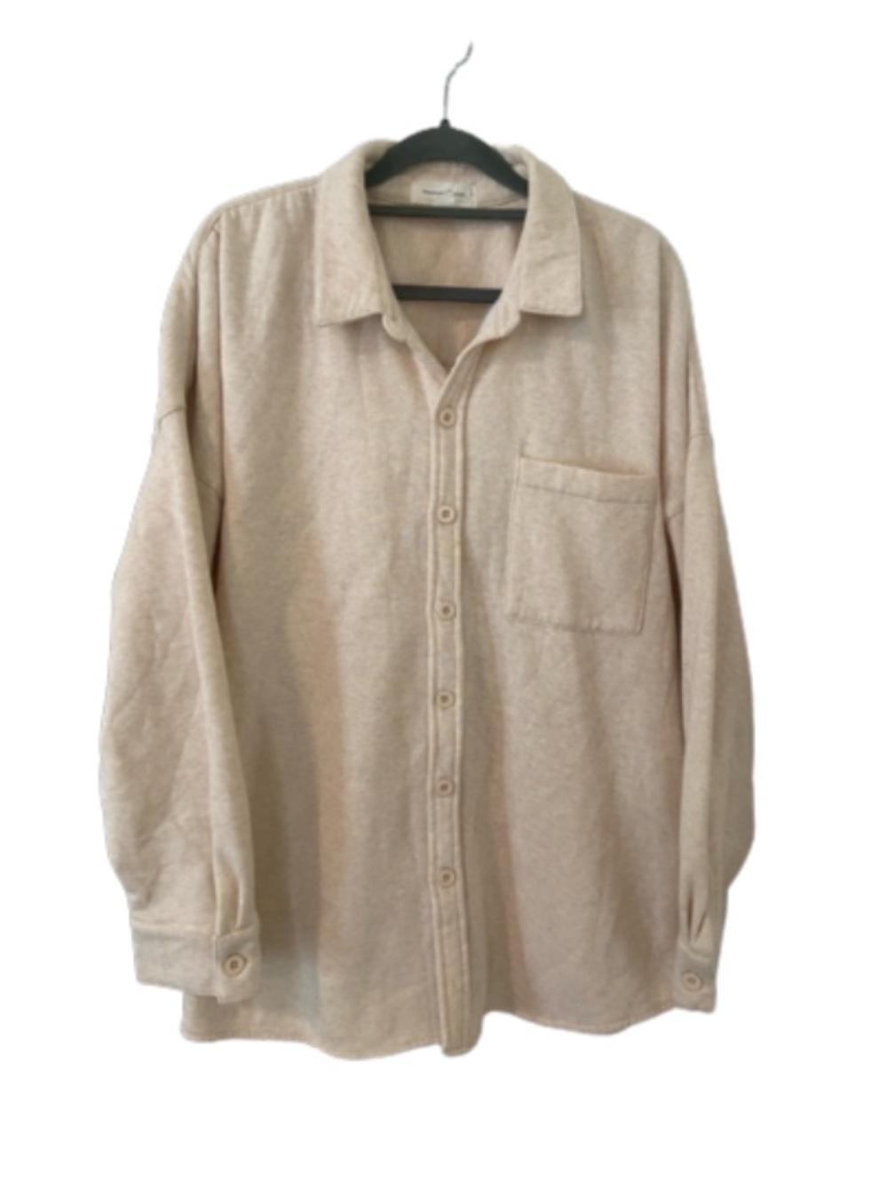Treasure & Bond men's XL heathered oatmeal fleece lined button down shacket